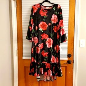 NWT LuLaRoe Black Floral Rose Velvet Maurine 3XL Dress